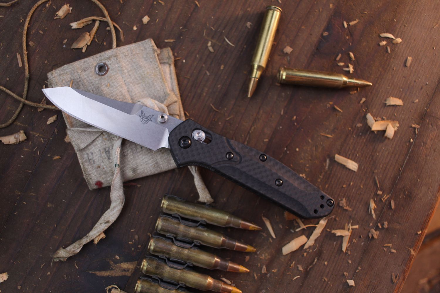 Benchmade Mini Osborne 2.9&quot; Axis Lock Folder / Carbon Fiber / Stonewashed S90V ( Pre Owned )