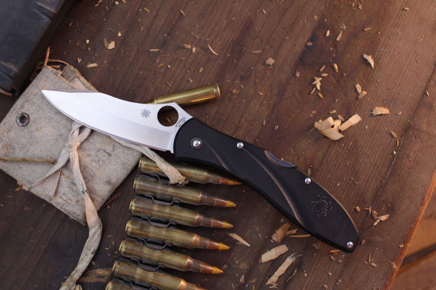 Spyderco Centofante 3 3.125&quot; Locik Back Folder / Black FRN / Satin VG-10 ( Pre Owned )
