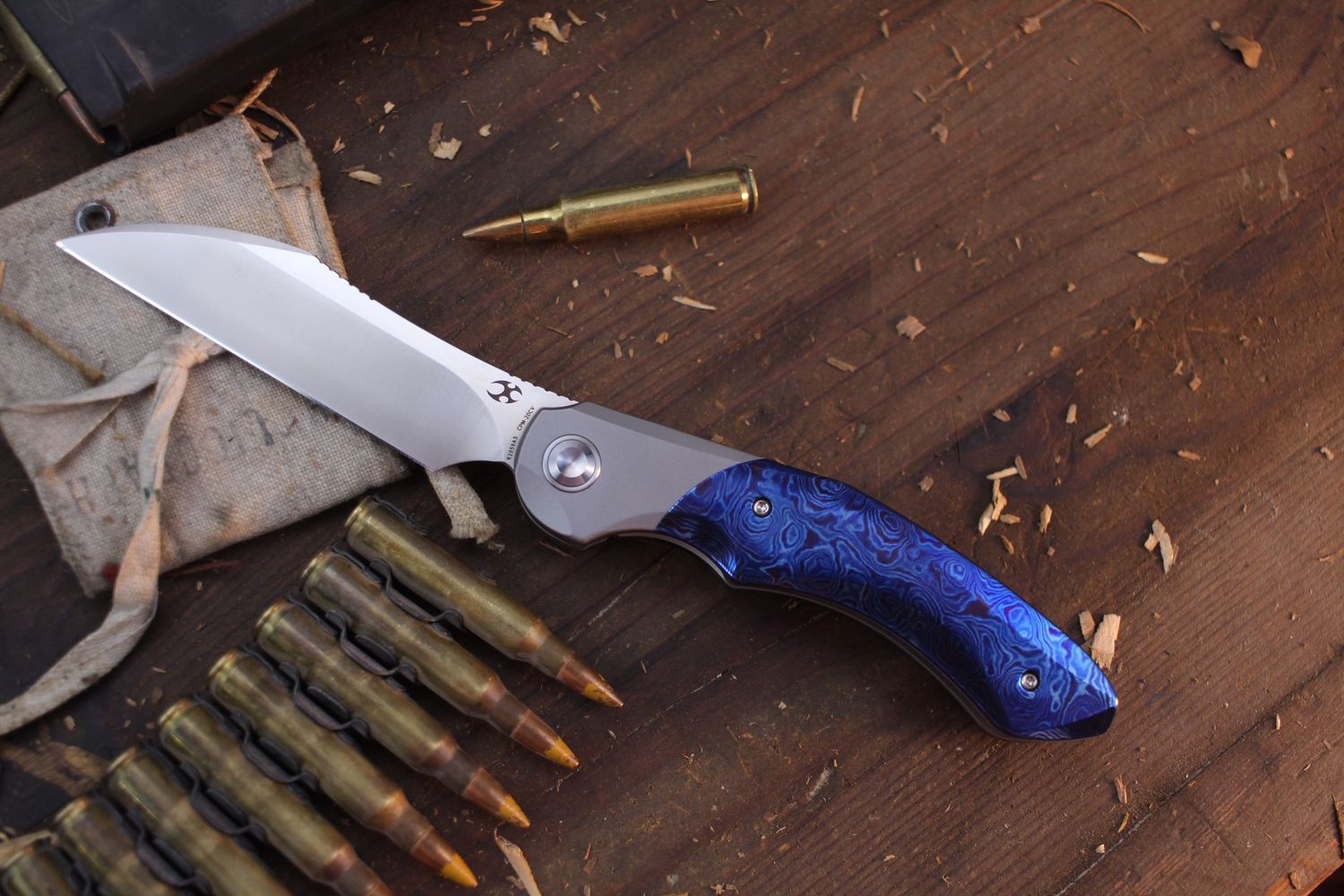 Kansept Knives Cosmos 3.58&quot; Framelock Flipper / Timasucs / Satin 20CV ( Pre Owned )