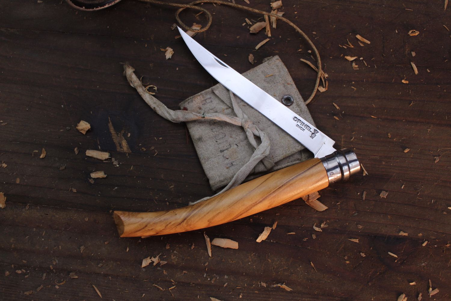 Opinel Knives No. 12 Slim 5&quot; Virobloc Folder / Olivewood / Polished INOX