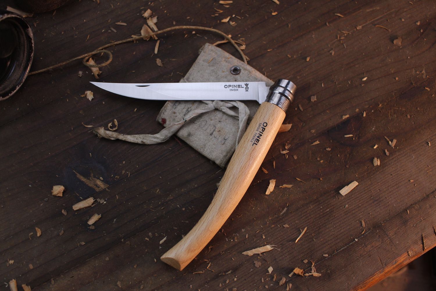 Opinel Knives No. 12 Slim 5&quot; Virobloc Folder / Beechwood / Satin INOX