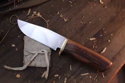 David Reed Coastal Hunter 5" Fixed Blade / Tigerwood &amp; Brass Single Guard / Satin 440C