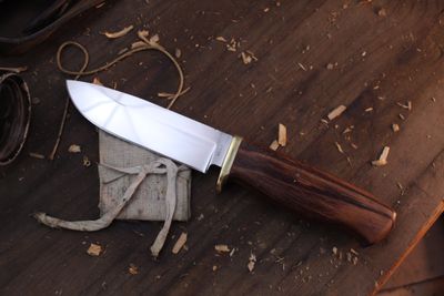 David Reed Scout 5" Bowie / Tigerwood &amp; Brass Single Guard / Polished  D2