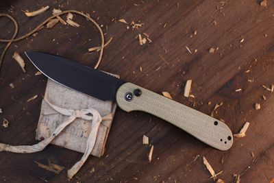 CIVIVI Elementum 3.5&quot; Button Lock Folder / Olive Micarta / Black Sandvik 14C28N