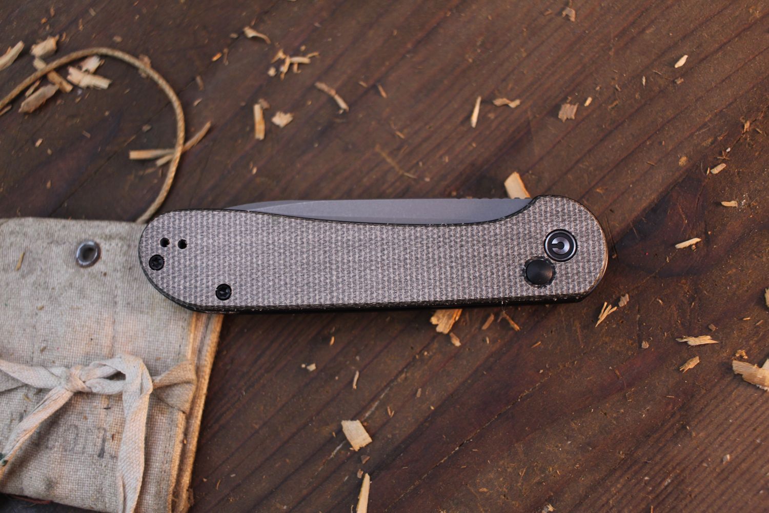 CIVIVI Elementum 3.5&quot; Button Lock Folder / Dark Green Micarta / Stonewashed Sandvik 14C28N