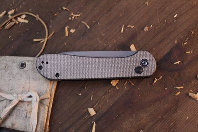 CIVIVI Elementum 3.5&quot; Button Lock Folder / Dark Green Micarta / Stonewashed Sandvik 14C28N
