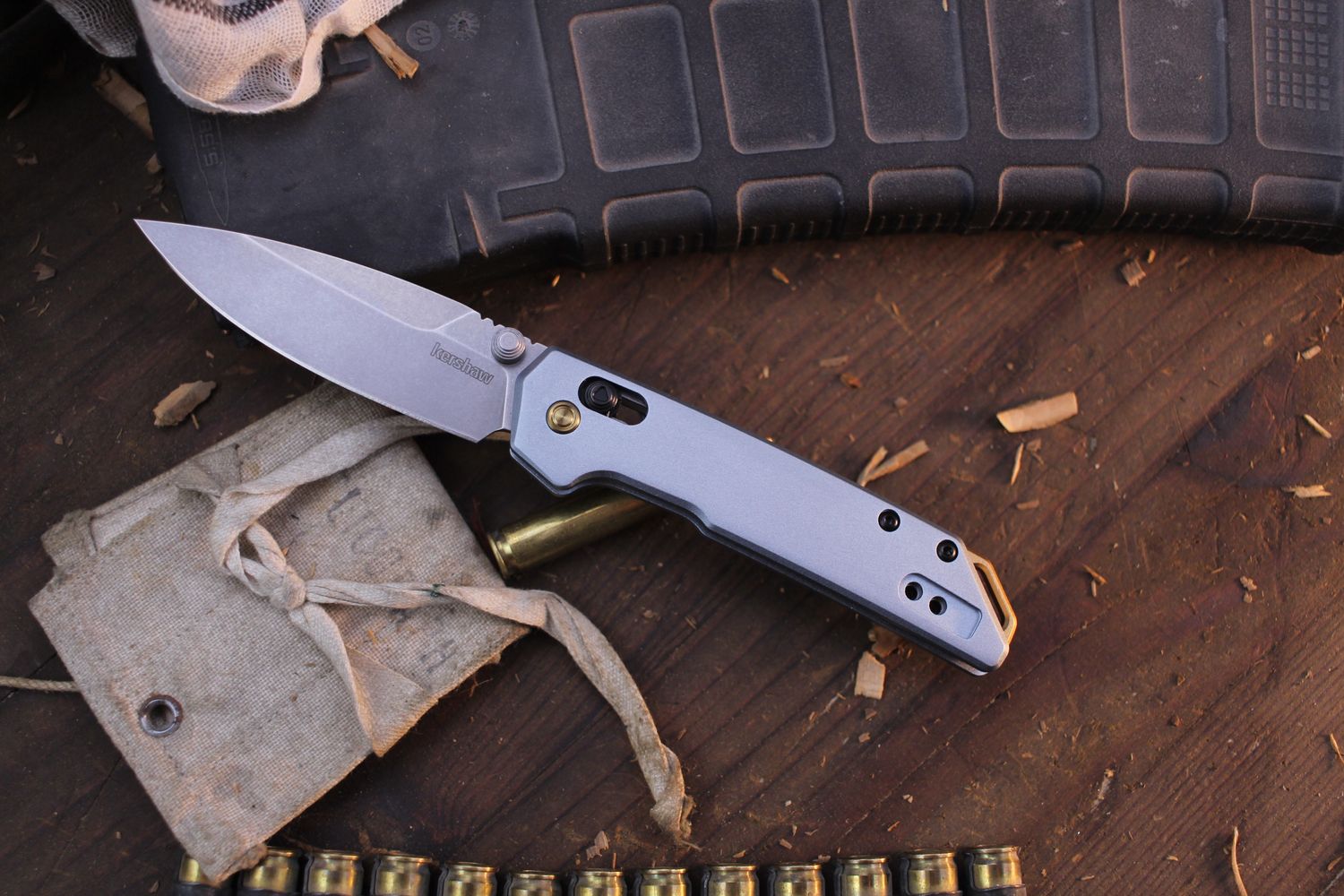 Kershaw Mini Iridium 3&quot; Crossbar Lock Folder / Ice Blue Anodized Aluminum / Stonewashed D2