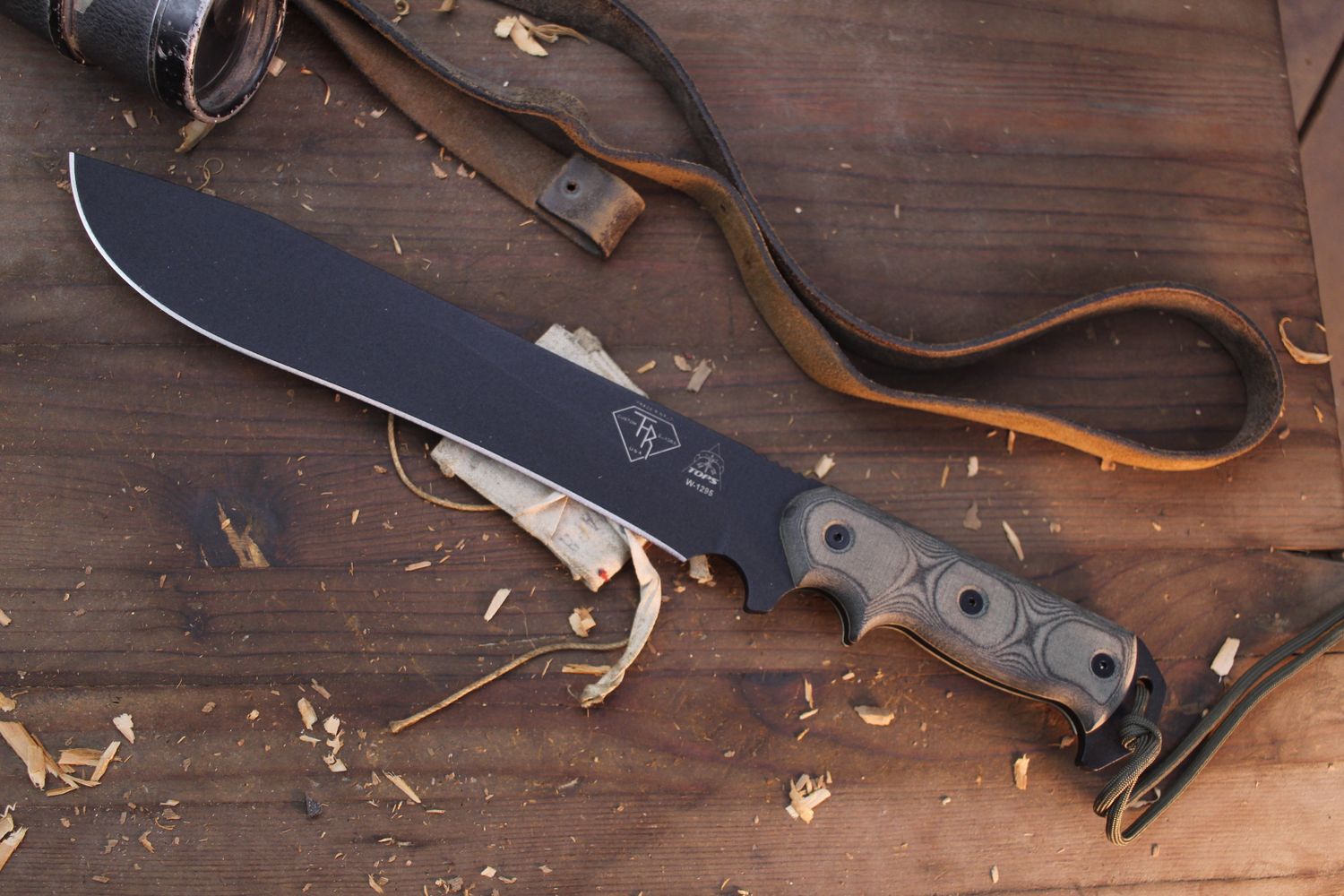 Tops Armageddon 10.7&quot; Fixed Blade / Grey G10 / Black 1095 ( Pre Owned )