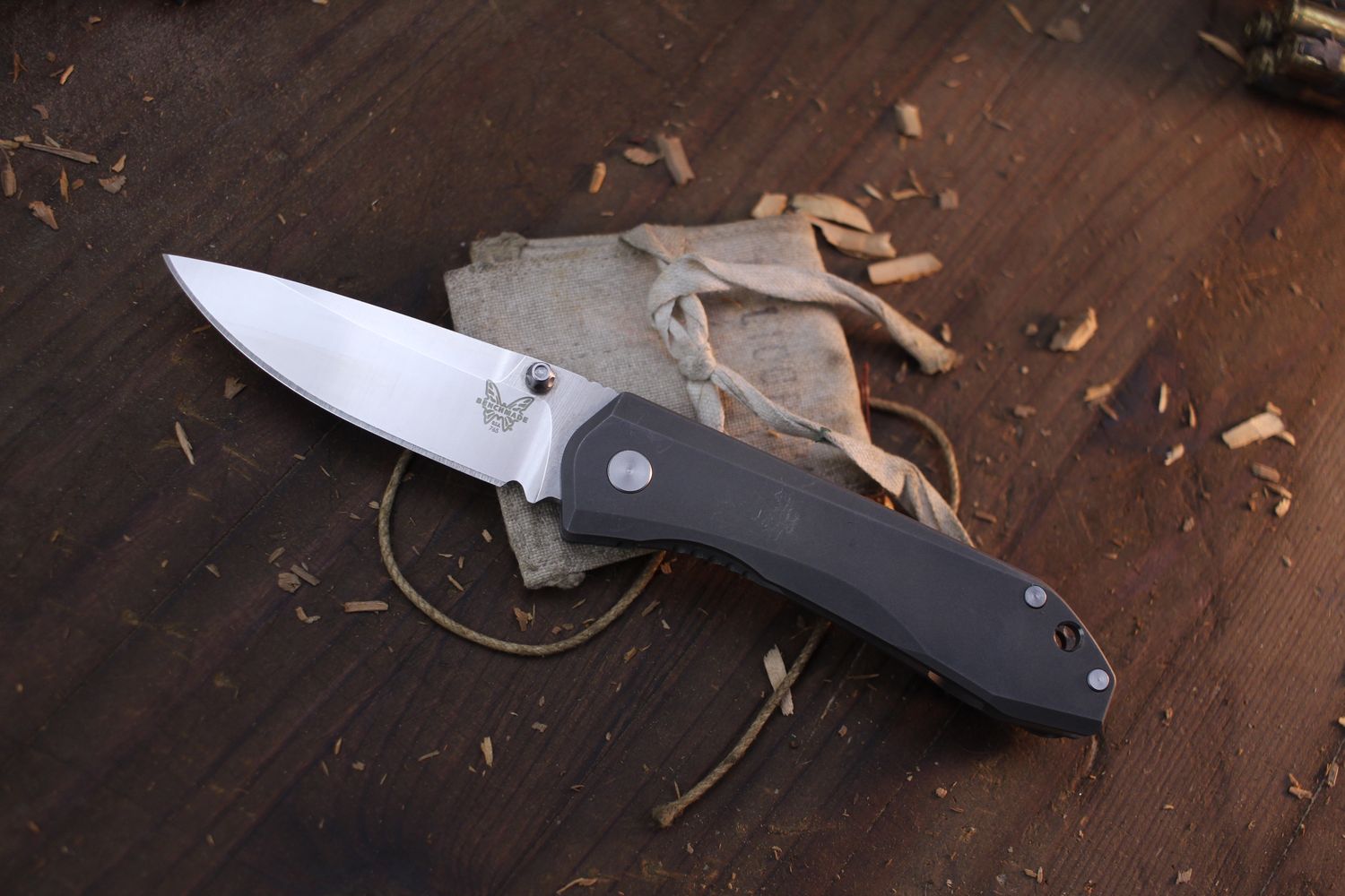 Benchmade Prototype 765 Mini Monolock 3.24&quot; Framelock Folder / Beadblasted Titanium / Satin M390 ( Pre Owned )