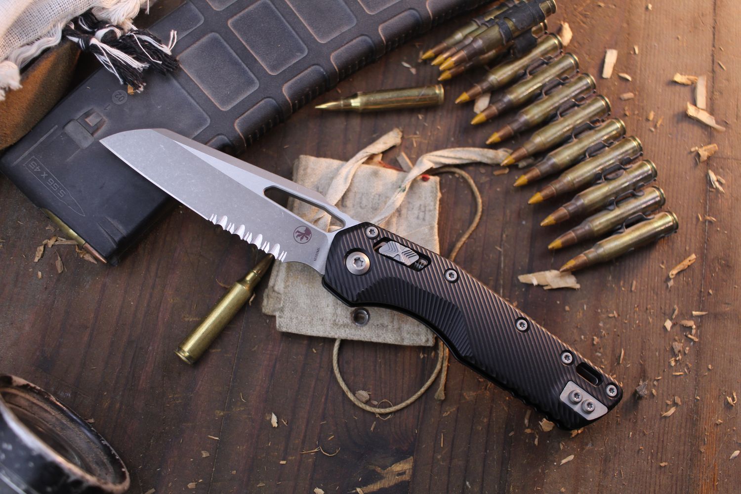 Microtech MSI 3.8&quot; Ram-Lok Folder / Fluted Black Aluminum / Apocalyptic Partially Serrated M390MK