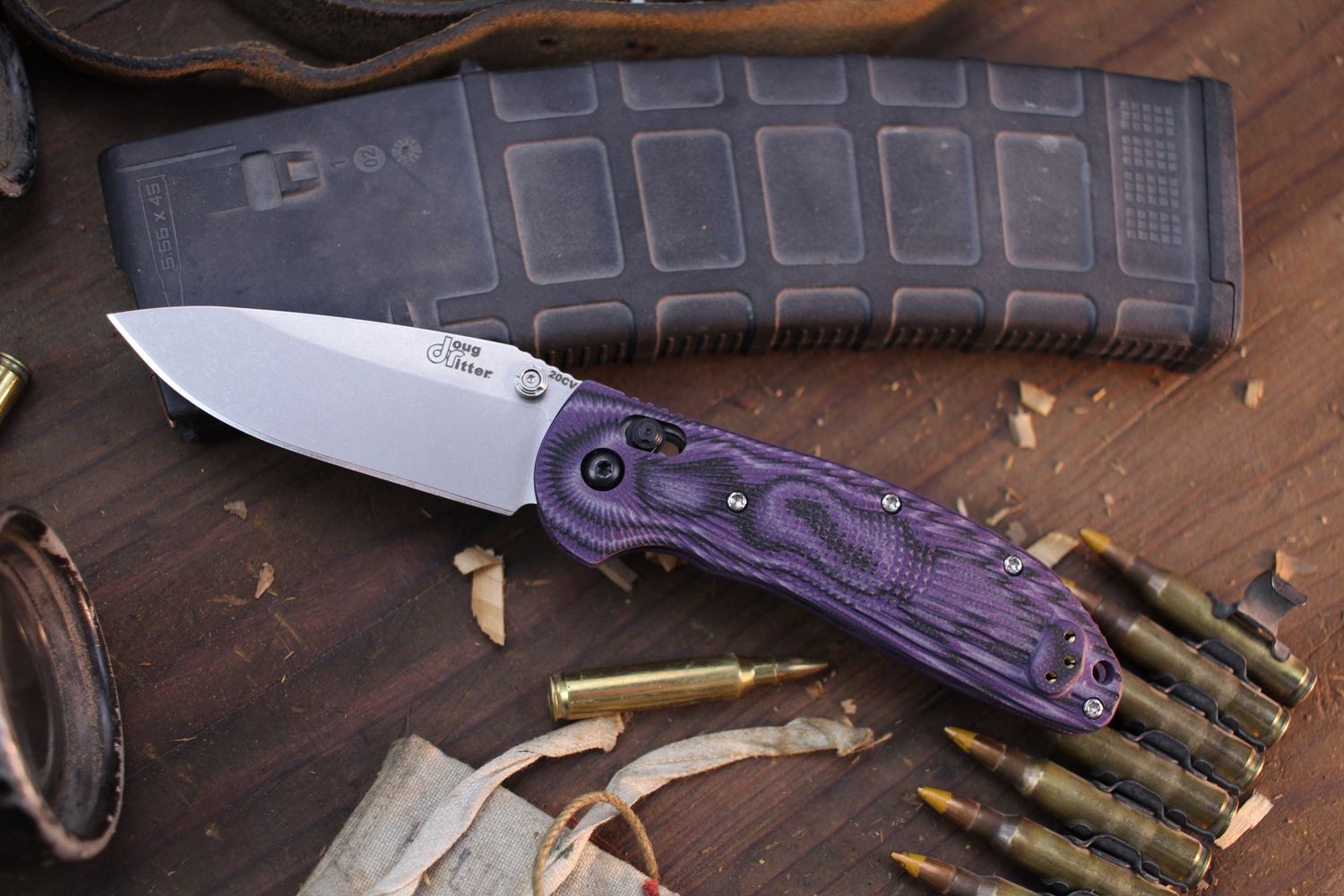 Hogue RSK Mark 1 G-2 3.4&quot; Able Lock Folder / Purple G-10 / Stonewashed 20CV ( Pre Owned )