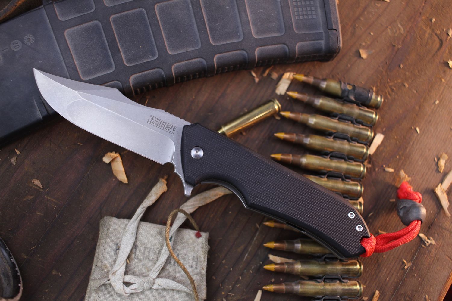 Zieba Knives S3 3.4&quot; Framelock Flipper / Black G-10 / Stonewashed Nitro-V ( Pre Owned )
