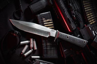 Shane Sibert Custom Alpine Explorer 6.5&quot; Fixed Blade / Carbon Fiber &amp; Single Steel Guard / Satin S30V ( Pre Owned )