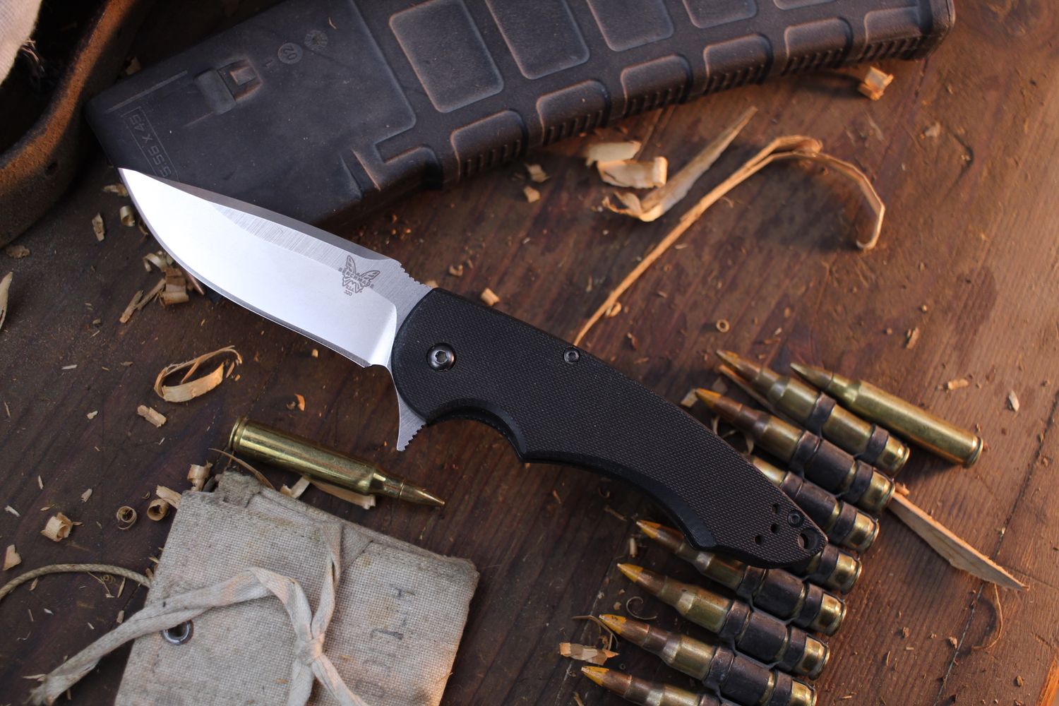 Benchmade Precinct 3.3&quot; Linerlock Flipper / Black G-10 / Satin 154CM ( Pre Owned )
