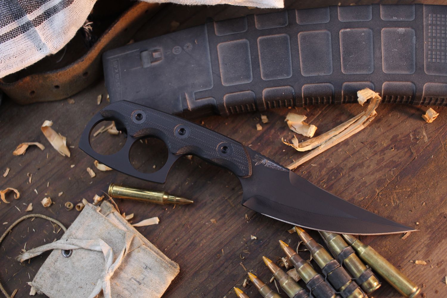 Half Face Blade Apex 4&quot; Dagger / Black G-10 / Black Cerakote S35VN ( Pre Owned )