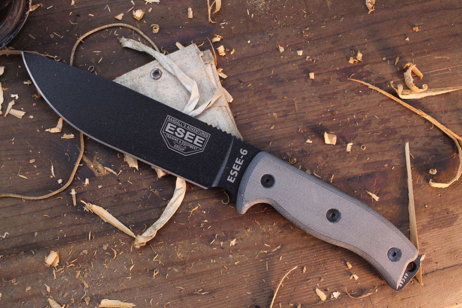 ESEE Model 6 6&quot; Fixed Blade  / Grey Micarta / Black 1095  ( Pre Owned )