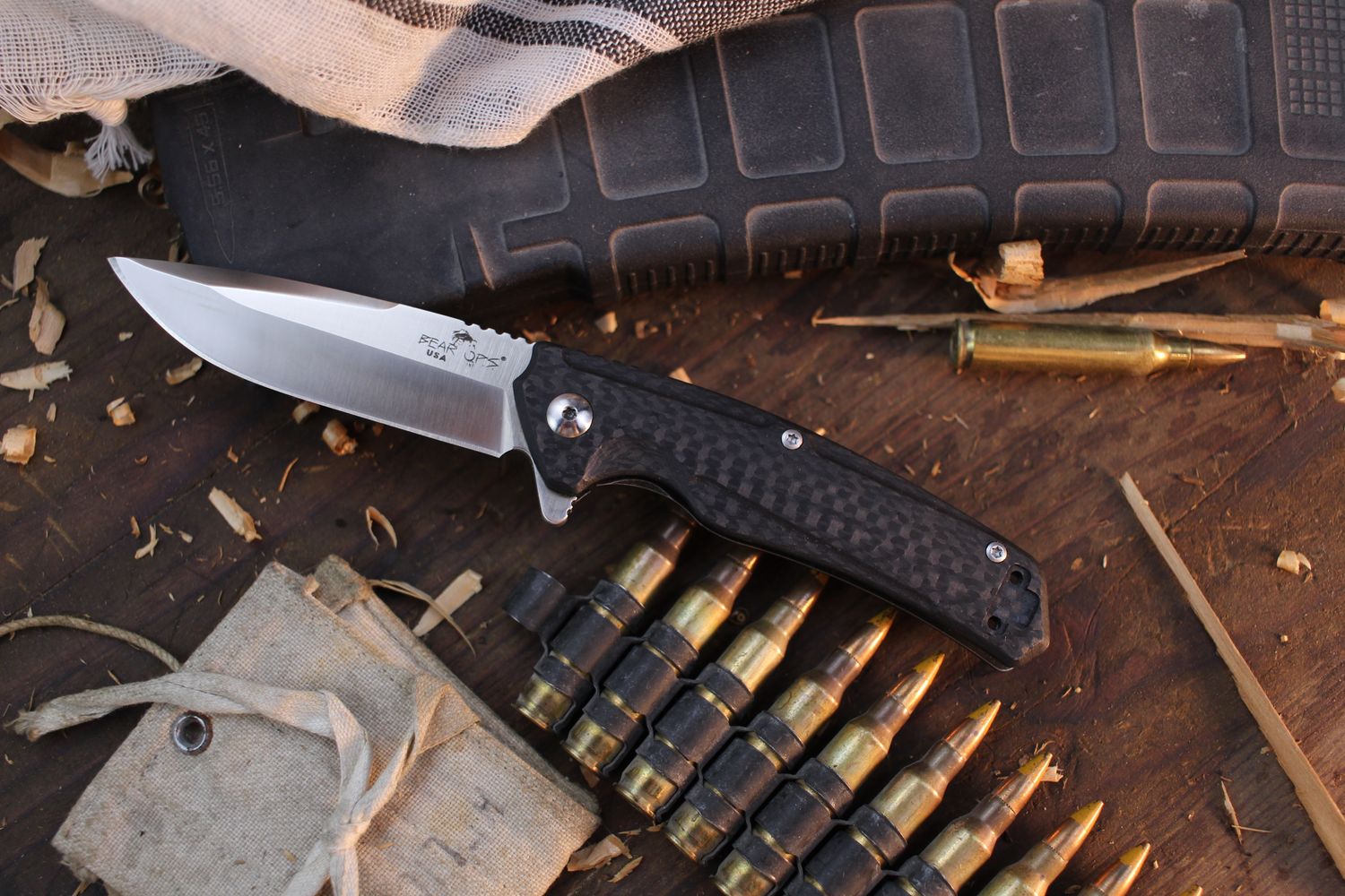 Bear OPS Rancor VIII 3&quot; Framelock Flipper / Carbon Fiber / Satin S35VN ( Pre Owned )