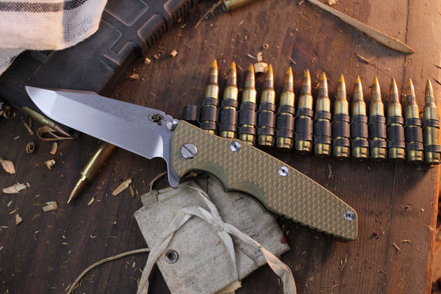 Hinderer Eklipse 3.5&quot; Framelock Flipper / OD G-10 &amp; Stonewashed Bronze Titanium / Stonewashed Harpoon Spanto S45VN