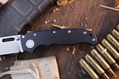 Demko AD20.5 3.2" Shark Lock Folder / Black Cerakote Titanium / Stonewashed 20CV