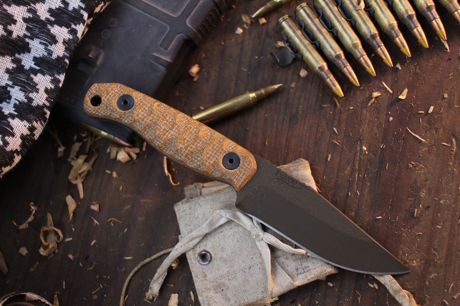 Half Face Blade Featherlight 3.35” Fixed Blade / Castille Jute Micarta / OD Green Cerakote MagnaCut