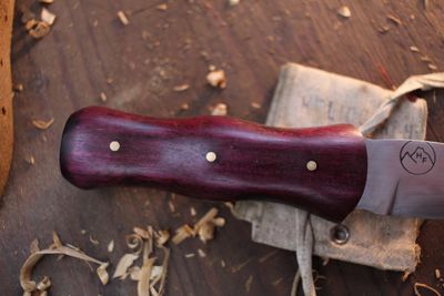 Highlands Forge Sgian Dubh 3" Fixed Blade / Purple Heartwood / Forged Satin 1095