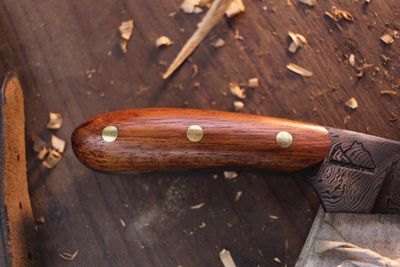 Highlands Forge 5" Fixed Blade Hunter / Jatoba Wood / Alaskan Forged 1084 &amp; 15N20 Damascus