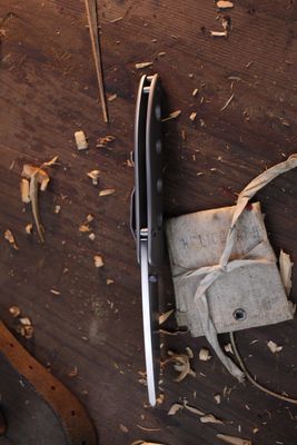 Tom Mayo Custom Covert Medium 3.2" Folding Knife / Titanium With Speed Holes / Hand Wiped Talonite ( Pre Owned )