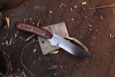 Highlands Forge 3&quot; Fixed Blade Mini Hunter / Bloodwood  /  Satin Forged 1095