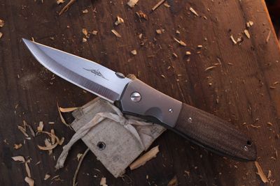 Emerson Custom Viper Series MV-3 4.125&quot; Linerlock Folder / Canvas Micarta &amp; Titanium Bolsters / Wiped 154CM ( Pre Owned