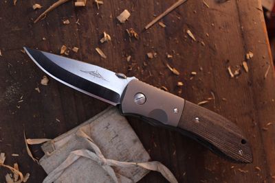 Emerson Custom Viper Series MV-4 3.375&quot; Linerlock Folder / Canvas Micarta &amp; Titanium Bolsters / Wiped 154CM ( Pre Owned )