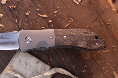 Emerson Custom Viper Series MV-4 3.375" Linerlock Folder / Canvas Micarta &amp; Titanium Bolsters / Wiped 154CM ( Pre Owned )