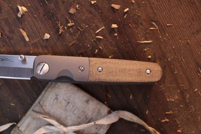 Emerson Custom Viper Series MV-2 3" Linerlock Folder / Canvas Micarta &amp; Titanium Bolsters / Wiped 154CM ( Pre Owned )