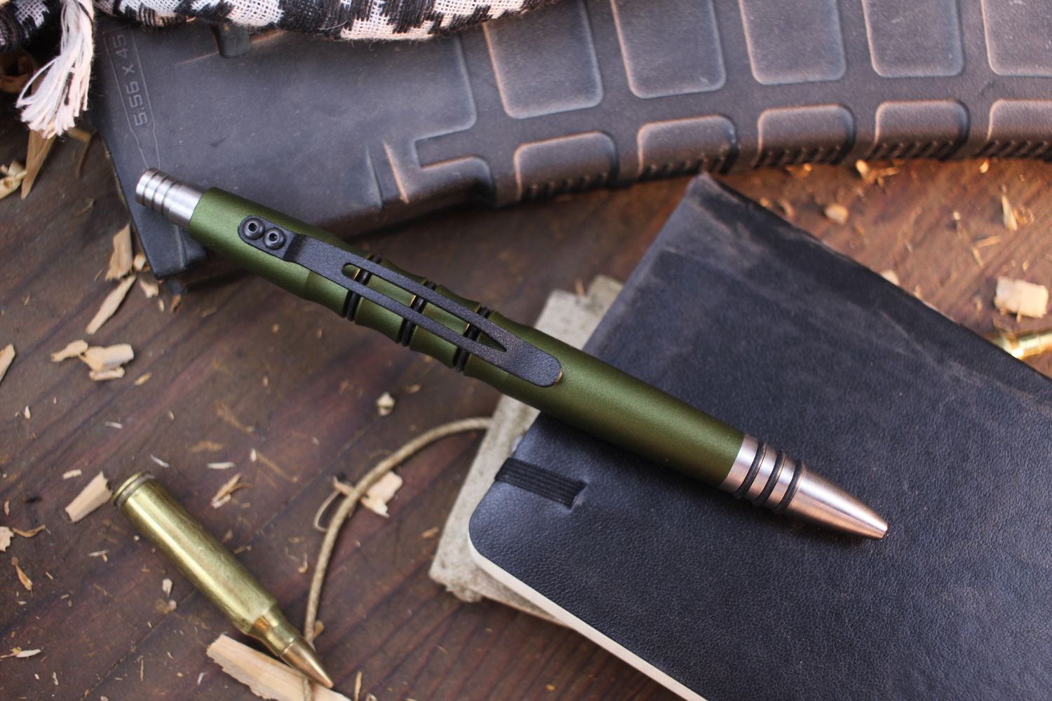 Tuff-Writer Precision Press Tactical Pen / OD Green Contoured Aluminum