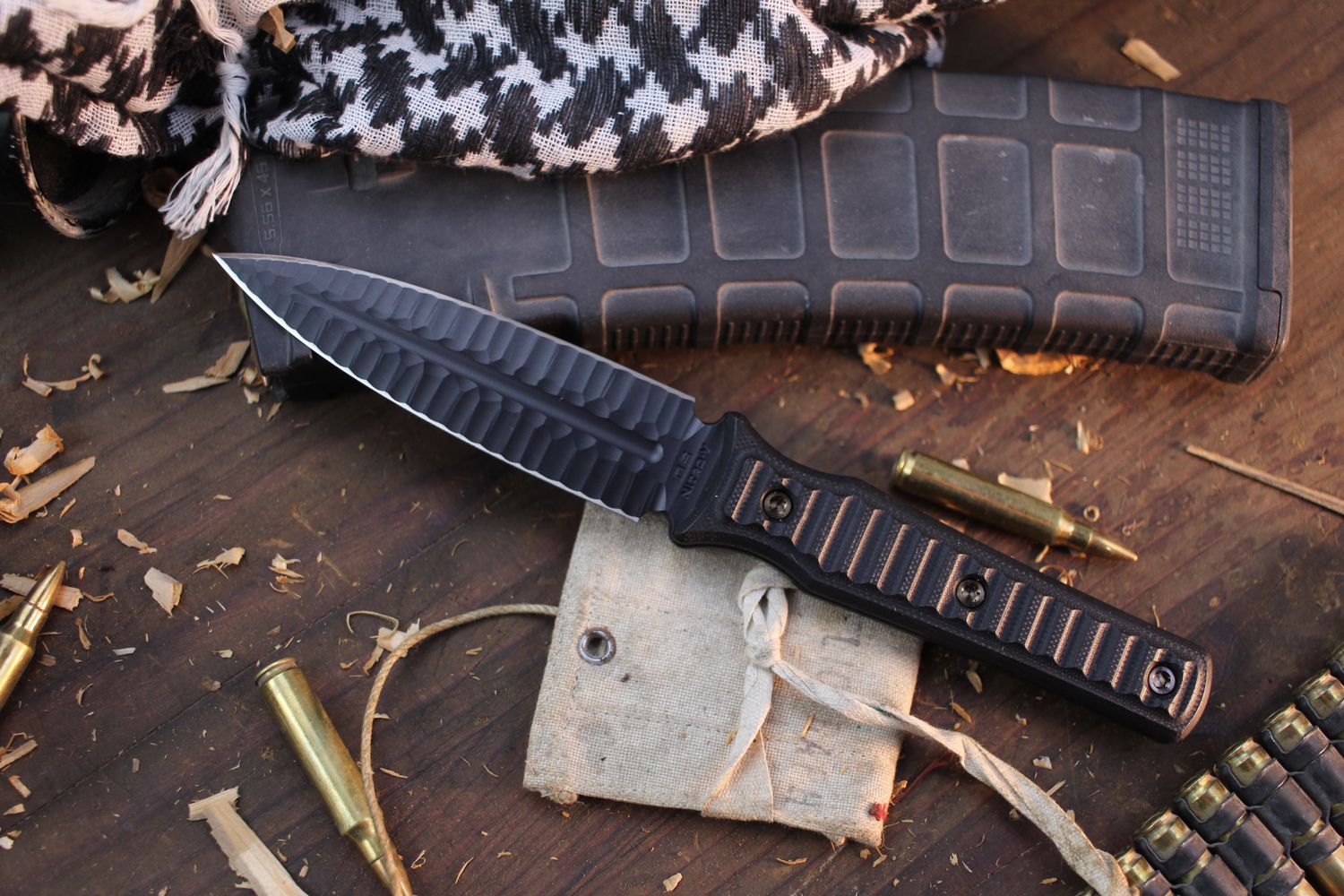 RMJ Tactical Orlando Special 4.5&quot; Fixed Blade Boot Knife / Milled Black G-10 / Black Nitro-V ( Pre Owned )
