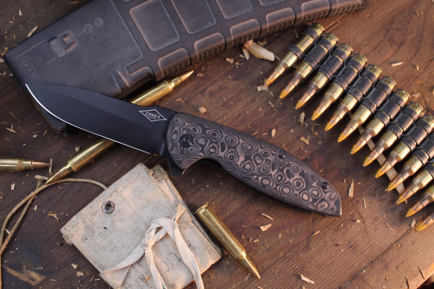 Monterey Bay Knives Turbo Blacked Out 3.75&quot; Folding Knife / Raindrop Carbon Fiber / Black M390 ( Pre Owned )