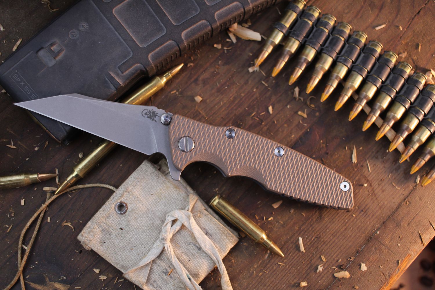 Hinderer Eklipse 3.5&quot; Framelock Flipper / FDE G-10 &amp; Battle Blue Titanium / Working Finish Wharncliffe 20CV ( Pre Owned )