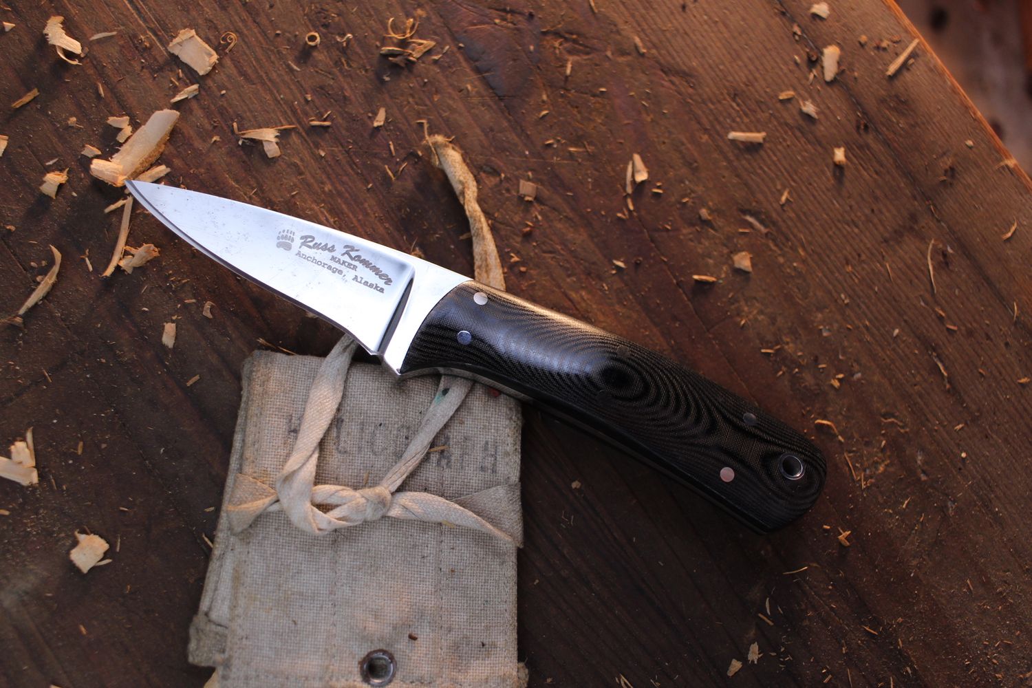 Russ Kommer Former Alaskan 2.75&quot; Fixed Blade / Black Micarta / Stainless ( Pre Owned )