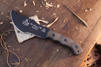 Tops Tom Brown Tracker 6" Fixed Blade Knife / OD Micarta / Coyote 1095 ( Pre Ow