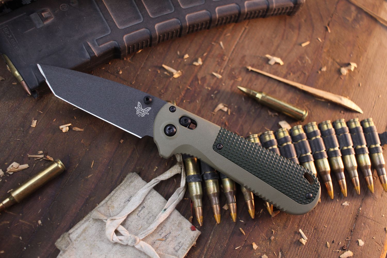 Benchmade Redoubt 3.5&quot; Tanto AXIS Lock Folder / Ranger Green Grivory / Black CPM-D2