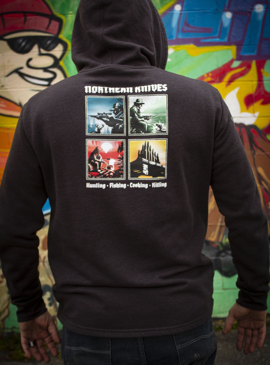 Northern Knives X ColorfulFilth - Hunting, Fishing, Cooking, Killing Pullover Hoodie / Black