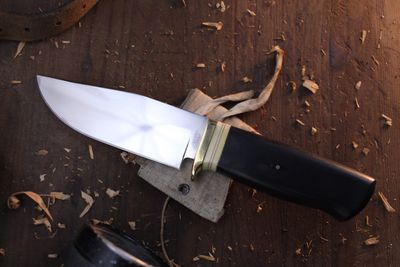 David Reed Large Cadet 4.75" Fixed Blade / Ebony &amp; Antique Micarta / Satin D2