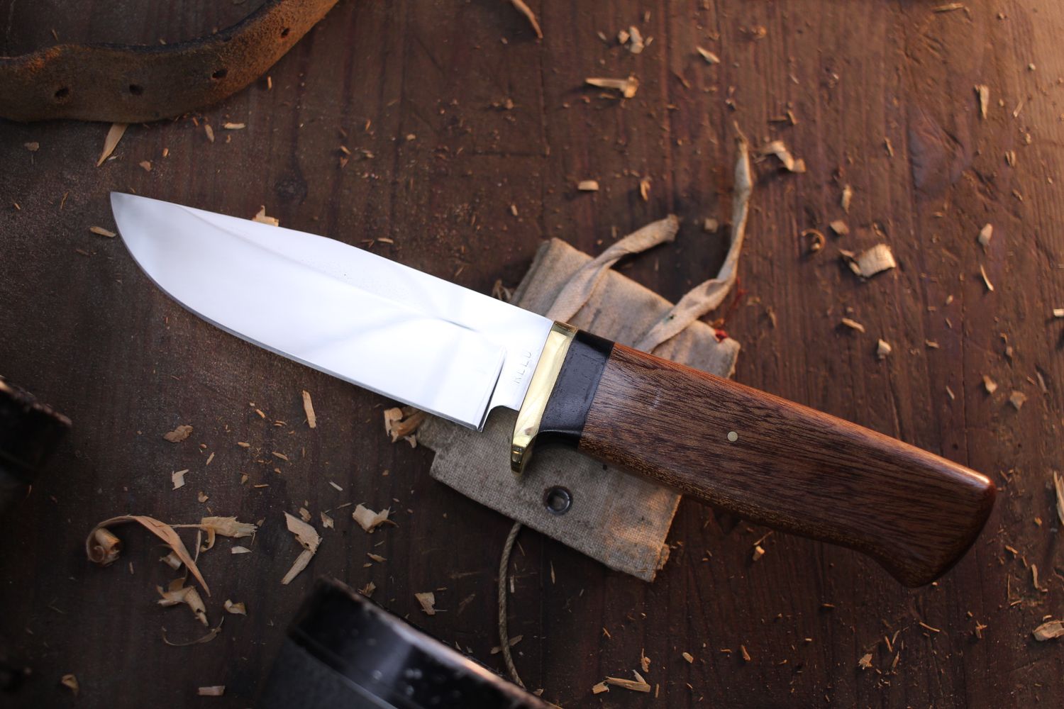 David Reed Coastal Hunter 5&quot; Fixed Blade / Mahogany &amp; Brass Single Guard / Satin 440C