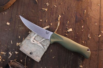 Mini Meatcrafter 4&quot; Fixed Blade / Green Rubber / Stonewashed CPM-154