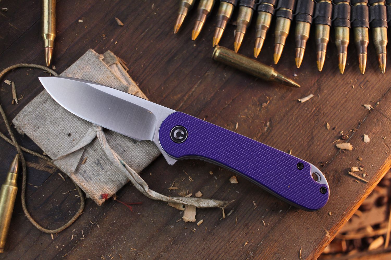 CIVIVI Elementum 2.96&quot; Linerlock Flipper / Purple G-10 / Satin D2