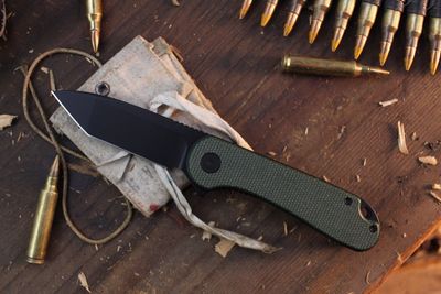 CIVIVI Elementum 2.96&quot; Tanto Linerlock Flipper / Green Micarta / Blackwashed D2