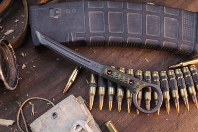 RMJ Tactical Stabby Guy 3.75" Pry Tool / Dirty Olive G-10 / Tungsten Cerakote 3V ( Pre Owned )