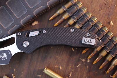 Microtech Stitch S/E 3.625" RAM-LOK Manual Folderr / Black Fluted G-10 / Two Tone Bohler M390MK