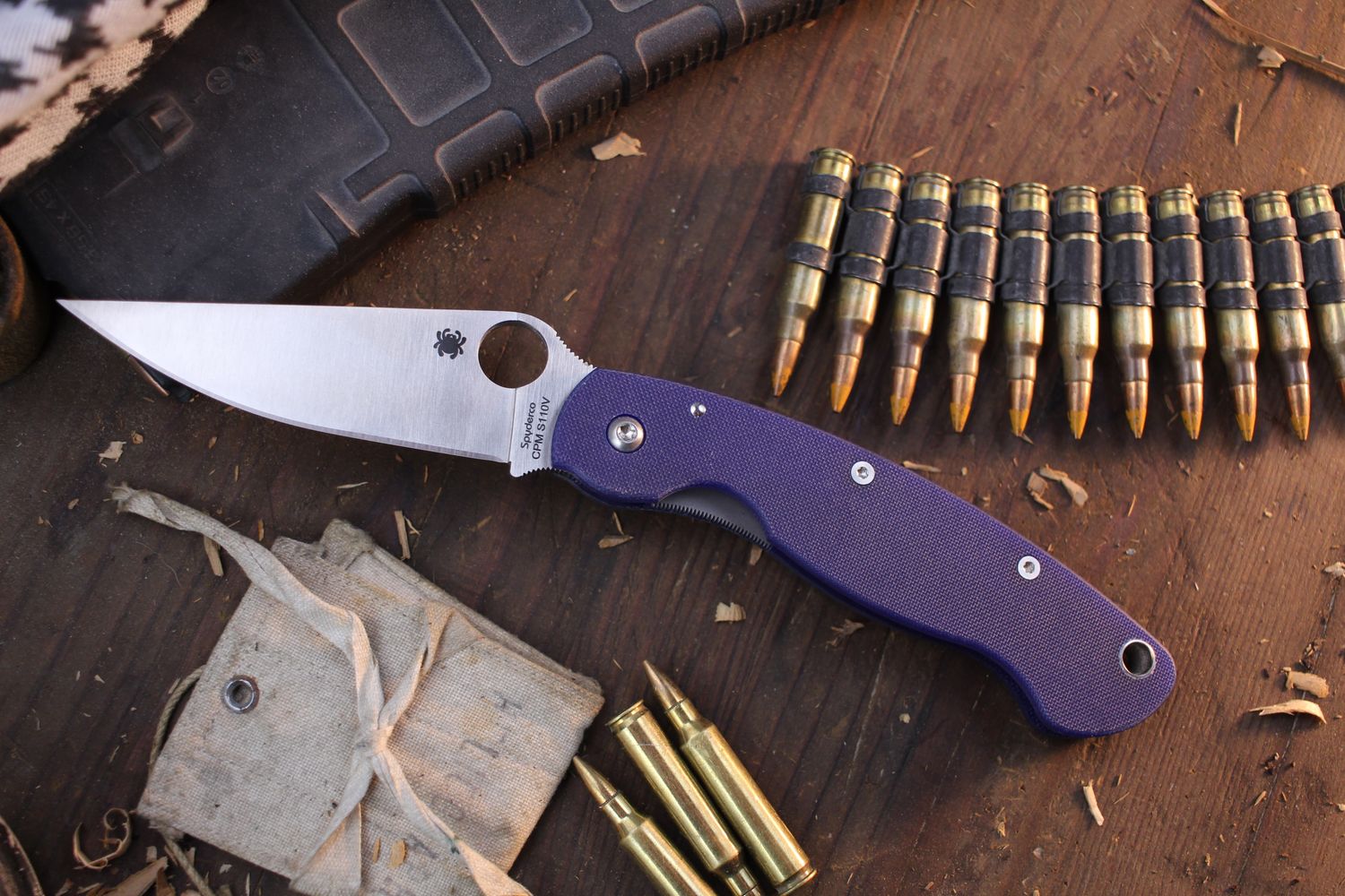 Spyderco Military 4&quot; Linerlock Folder / Blurple G-10 / Satin S110V ( Pre Owned )