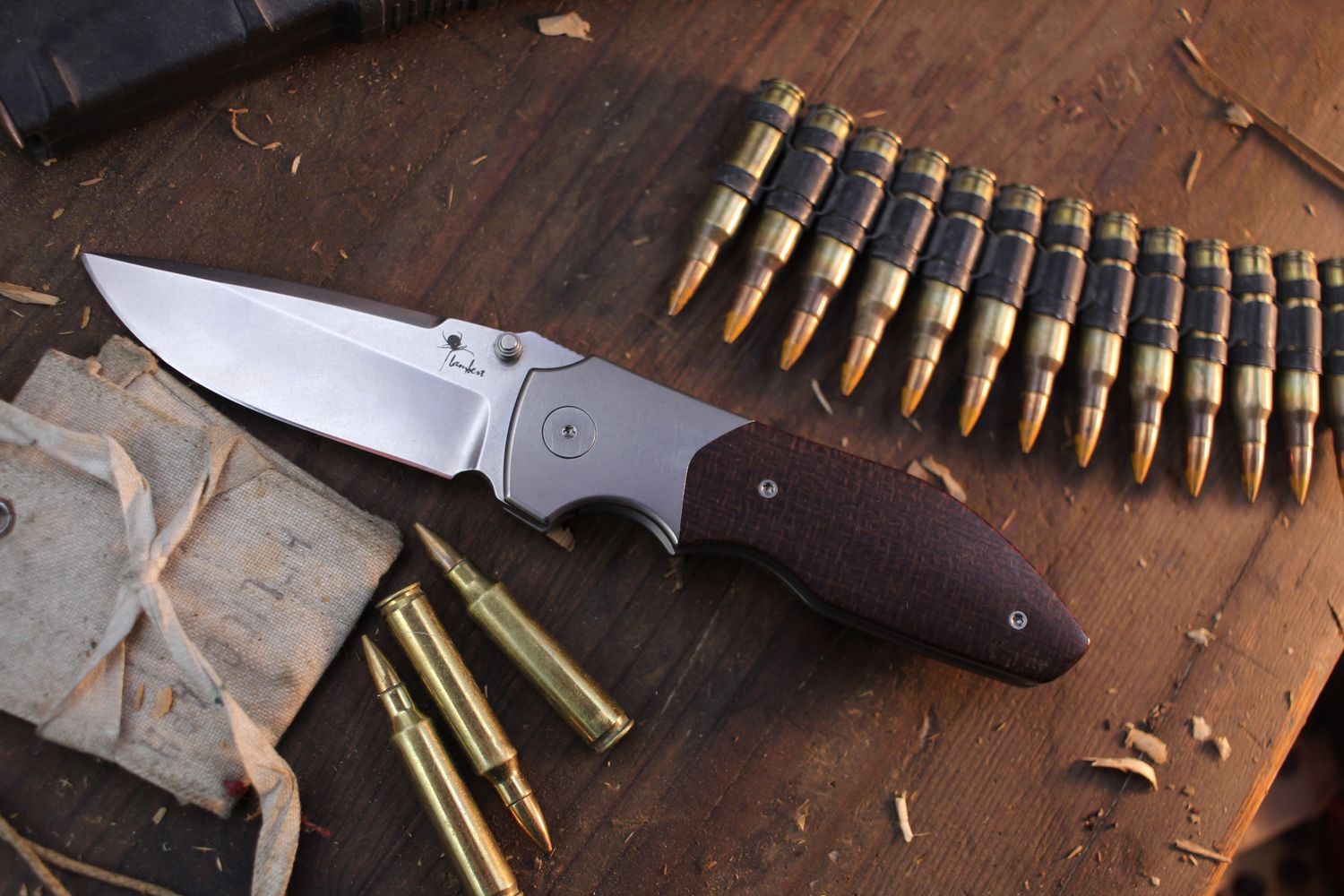 Kaviso x Kirby Raine 3.5&quot; Framelock Folder / Burlap Micarta / Satin S90V ( Pre Owned )