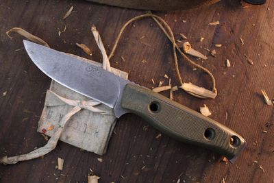 3DK MAK 4" Fixed Drop Point, Convex Ground Elmax Blade / OD Green G10 ( Pre Owned )